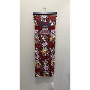 Ed Hardy 3-Piece Maroon Tattoo Skulls/Roses Queen Quilt Set - NEW